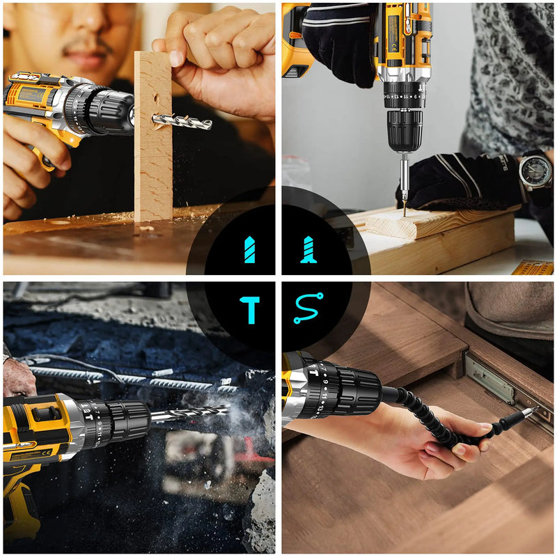 Cordless Drill and Screwdriver Set with 2 Batteries - 21V Professional Electric Drilling Kit