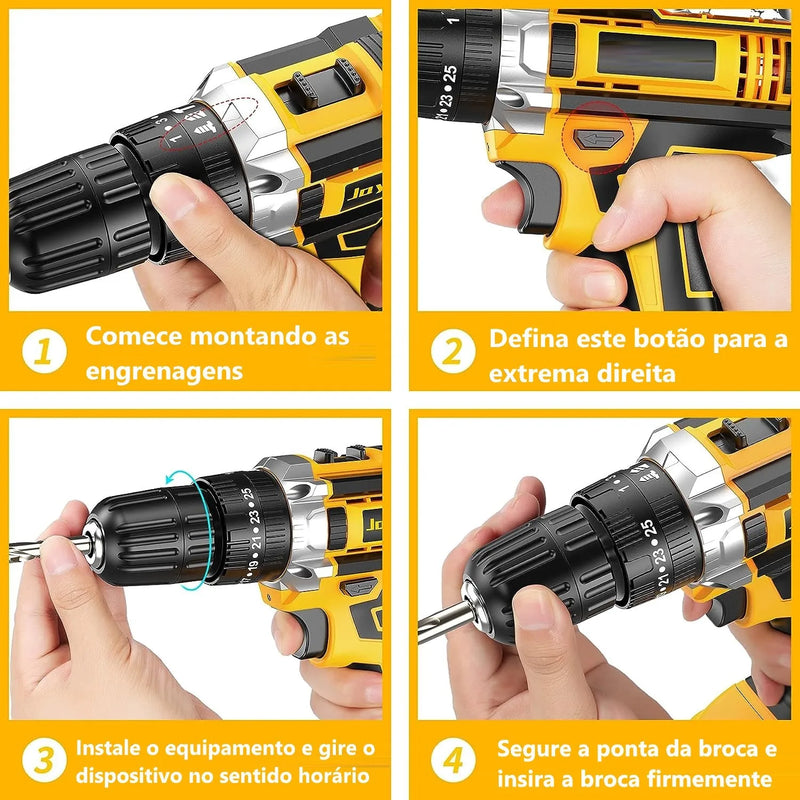 Cordless Drill and Screwdriver Set with 2 Batteries - 21V Professional Electric Drilling Kit