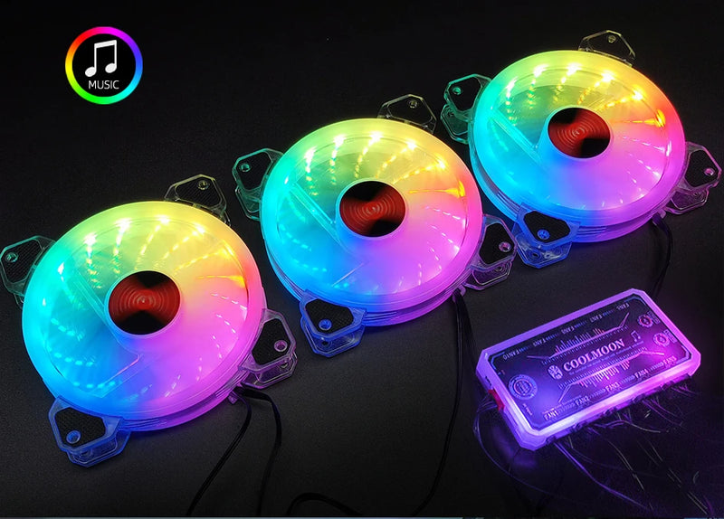 COOLMOON 120mm PC Computer Case Fan Cooling Cooler Adjustable RGB Led 12V Mute Ventilador DC ARGB Fans Adjust Speed Aura Sync